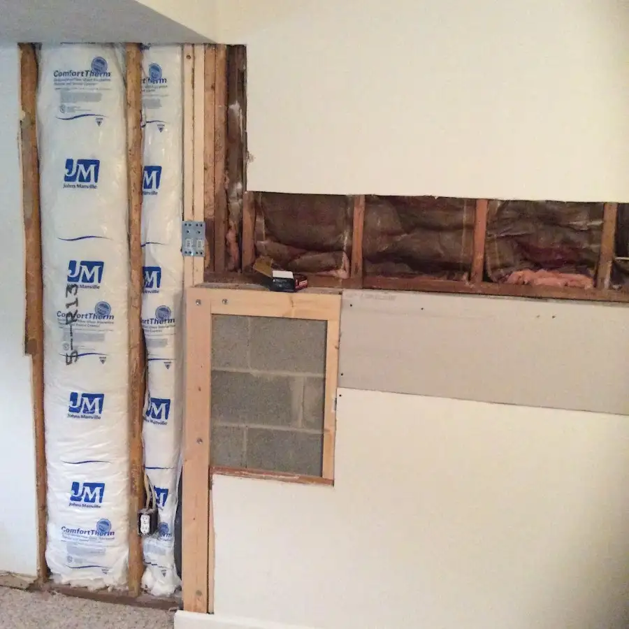 Wall insulation replacement during Basement Flood Cleanup in Chardon